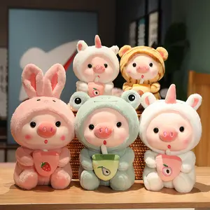 Kawaii Soft 9,8 Zoll Boba Plüsch tier Bubble Tea Pig Bunte maßge schneiderte Kuscheltier Plüsch puppe Spielzeug für Kinder Geschenk