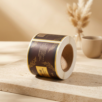 Étiquettes personnalisées imprimées pour rouleaux de thé à la pissenlit, autocollantes marron avec feuille d'or, pour emballage de pots de thé, étanches, 85g
