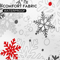 Rideau de Douche Double Couche Luxe Flocon de Neige Hiver - Rideau de Salle de Bain en Polyester Respirant et Imperméable pour Fenêtre Transparente et Intimité