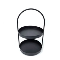 Haute qualité 2 niveaux rond cadre en métal plateau petits objets support de rangement bijoux présentoir support avec poignée pour la décoration intérieure