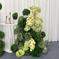 Décor floral de mariage LUYI : rangée de fleurs d'orchidées vertes et d'hortensias sur panneau KT, accessoires pour événements, scène, allée et sol