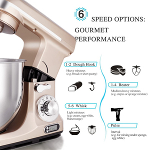Robot pâtissier électrique 6QT 500W pour cuisine, mélangeur de pâte et de gâteaux, batteur sur socle - Product Image 3