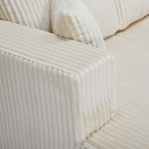 Ensemble de canapés convertibles de haute qualité, design moderne beige, pour appartements et salons d'hôtels, tissu en velours côtelé - Product Image 5