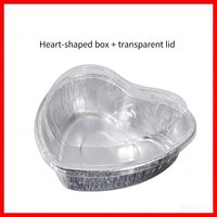 Conteneur jetable en aluminium en forme de cœur avec couvercle en plastique ABS, qualité alimentaire, capacité 100 ml/170 ml, pour barbecue et cuisson, personnalisable