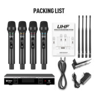 Microphone Dynamique Professionnel UX-400 UHF Sans Fil Rechargeable 4 Canaux XLR Omnidirectionnel Boîtier Métallique pour Scène d'Église