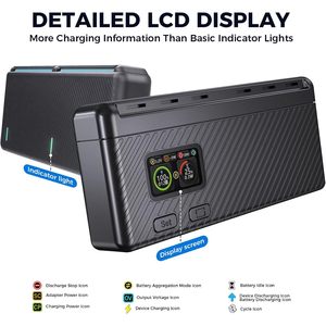 กล่องชาร์จแบตเตอรี่ ILEPO Insta360 X5 แบบ 6 ช่อง พร้อมหน้าจอ LCD ชาร์จเร็ว 36W อุปกรณ์เสริมกล้อง สีดำ - Product Image 2