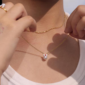 Милые крутые детские украшения с жемчужным бантом розовое ожерелье браслет кольцо серьги Веселые девушки из нержавеющей стали цвет набор украшений - Product Image 1