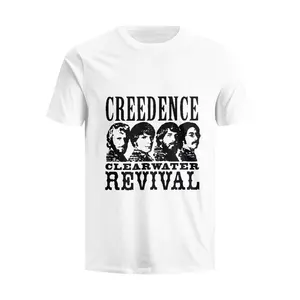 Sublimation Creedence Clearwater Revival Printing T-shirts grande taille personnalisés T-shirt surdimensionné vintage en coton fabriqué unisexe