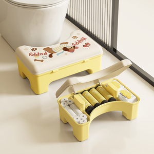 Taburete de plástico para inodoro con almacenamiento para baño, uso doméstico, antideslizante, capacidad de carga de 100 kg - Product Image 1