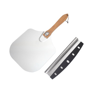 Boîte à logo personnalisable Outil de cuisson Grande pelle à <span class=keywords><strong>pizza</strong></span> pliante en aluminium Manche en bois Outil de boulanger détachable Coupe-gâteau jetable - Product Image 5