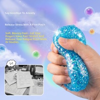 Gadget anti-stress en caoutchouc souple et scintillant, effet aurore, forme cacahuète, à récupération lente, emballé individuellement, pour filles, garçons, unisexe