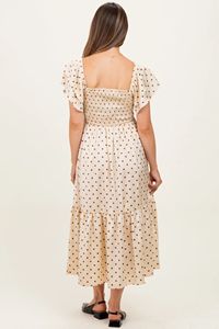 Vestido de Maternidad de Satén con Estampado de Puntos, Mangas con Volantes, Ropa de Maternidad para Mujer - Product Image 4