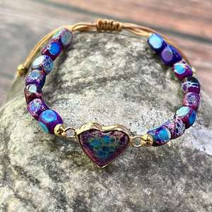 Bracelet en pierre naturelle avec perles de verre colorées, exportateur expérimenté pour les grossistes, taille ajustable - Product Image 4