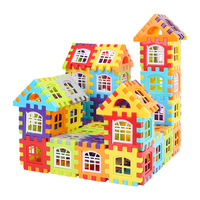Jeu de construction de maison en puzzle en plastique PP interactif pour toute la famille - 40 pièces - Thème bâtiments modernes pour enfants