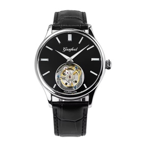 Gezfeel Luxury Men's Genuine Tourbillon <b>Watch</b> with Stainless Steel Case, Genuine Leather Strap, Sapphire Crystal Dial, 5BAR Wate - Product Image 1
