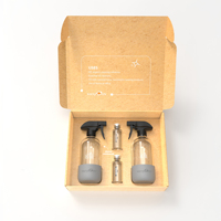 Ensemble de coffret cadeau de 500ml de savon à vaisselle rond vide pour lavage des mains en silicone flacon pulvérisateur en verre avec pulvérisateur à gâchette