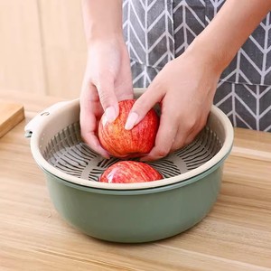 Double Layer Plastic Colander Strainer Set For Kitchen Vegetable Fruit Washing Drain <b>Basket</b> - Product Image 2