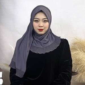 Meilleure vente à la mode malaisienne arabe polyester froissé mousseline de soie Abaya femmes Hijab écharpe robe musulmane élégant ethnique Bandana - Product Image 5