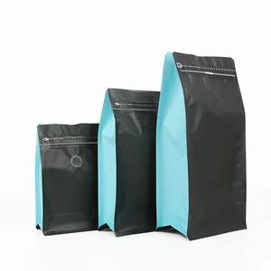 Factory Customize Printed Black 250g 500g 1kg Flat Bottom Plastic Packaging Coffee Pouch Bags With Zipper