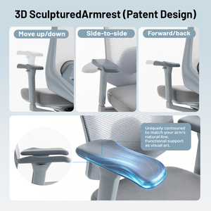Nouvelle Chaise de Bureau Ergonomique en Maille Konfot, Accoudoirs 3D Réglables, Base Coulissante, Style Moderne, Siège en Tissu Respirant, Usage Commercial - Product Image 4