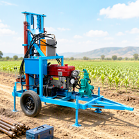 Petite machine de forage rotative hydraulique diesel tractable de 200 m et 35 CV pour puits d'eau agricoles, avec tiges de forage et trépans
