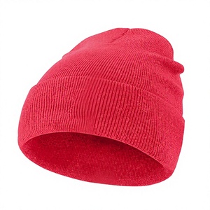 Gorro de Punto Acrílico Rojo Unisex, Color Sólido, Casual, Invierno, Ajustable, 48-50cm, Talla Adulto, Tejido por Computadora - Product Image 3