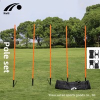 Kit de cônes de marquage pour entraînement de football à insérer au sol (poteaux de signalisation, poteaux de délimitation, drapeaux de coin) - Cônes en PVC de 1,5 m pour usage multisports
