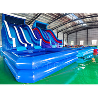 Toboggan aquatique gonflable géant en PVC pour adultes, en forme de palmier, de 7 mètres de haut, avec piscine amovible pour les fêtes d'été