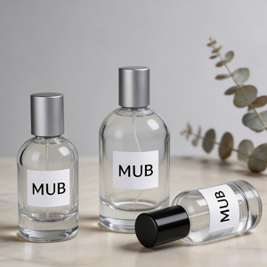 Flacon de <span class=keywords><strong>parfum</strong></span> vide MUB Lab 30ml 50ml 100ml, flacon de <span class=keywords><strong>parfum</strong></span> rond en verre à sertir avec vaporisateur et capuchon argenté - Product Image 4