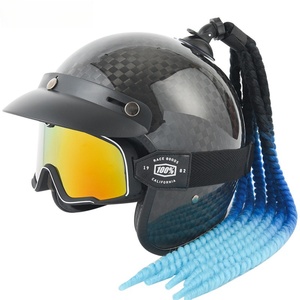 Nouveau casque de moto rétro en fibre de carbone léger taille extra large - Product Image 4