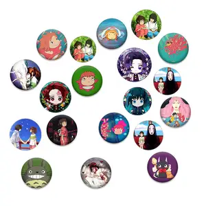 Custom made size 32mm 37mm 44mm 58mm circle tin button pin metal tinplate button anime badge