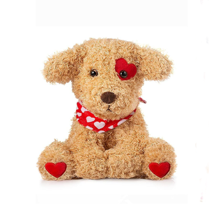 Peluche chien assis Saint-Valentin très populaire avec écharpe rouge, chiot en peluche câlin pour petits amis et petites amies - Product Image 1