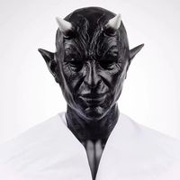 Masque de Mégisphélès pour cosplay, masque de démon d'horreur avec cornes, casque en latex de tueur du diable, accessoires de costume pour mascarade, carnaval, fête d'Halloween