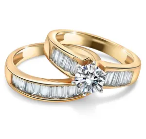 Luxus Design CZ Stein Sterling Silber 925 Schmuck Vergoldet Braut Ehering 925 Sterling Silber Ring