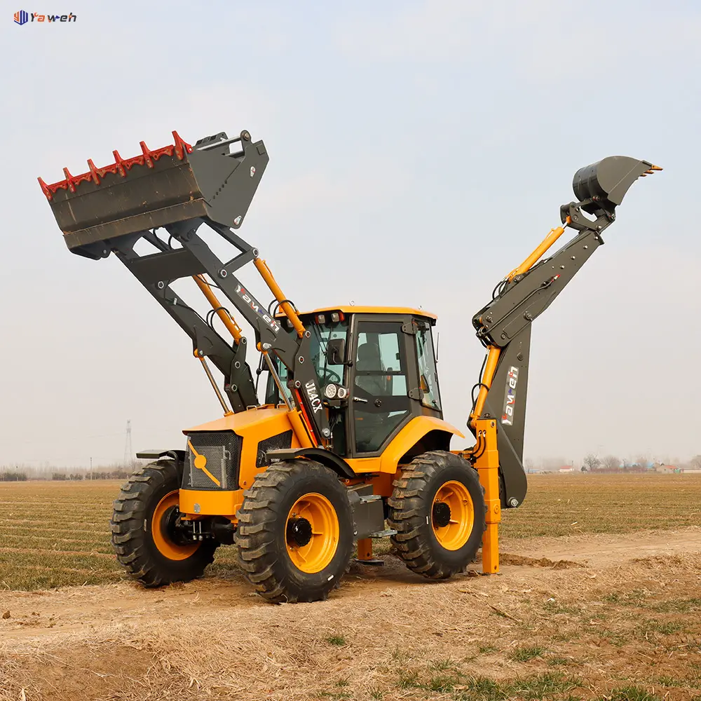 Yaweh 4CX cheap JCB backhoe loader tractor with backhoe and front loader excavator 4 x 4 backhoe loader cheap price