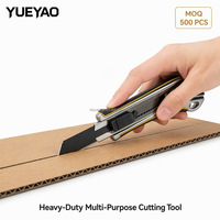 Cutter utilitaire robuste en caoutchouc de 18 mm avec lame de rechange SK5 en acier à haute teneur en carbone ultra-affûtée, pour usage industriel/DIY, OEM, 500 pièces