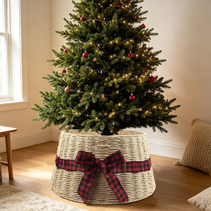 Woven Rattan <b>Christmas</b> <b>Tree</b> Skirt Round Indoor Outdoor Holiday Decoration Handmade <b>Tree</b> <b>Base</b> Cover - Product Image 3