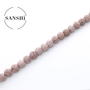 Perles rondes en pierre volcanique de lave de couleur personnalisée en gros pour le modèle de bijoux de femmes de bricolage BJ101 (origine du Zhejiang) - Product Image 3