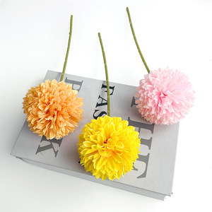 Artificial <b>Single</b> Stem Ball Chrysanthemum 30cm Silk <b>Flower</b> Wedding Home Decor Prop - Product Image 3