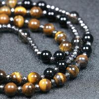 Vente en gros de chapelet œil de tigre en pierre naturelle, collier de centre de table religieux catholique, chapelet de prière personnalisé