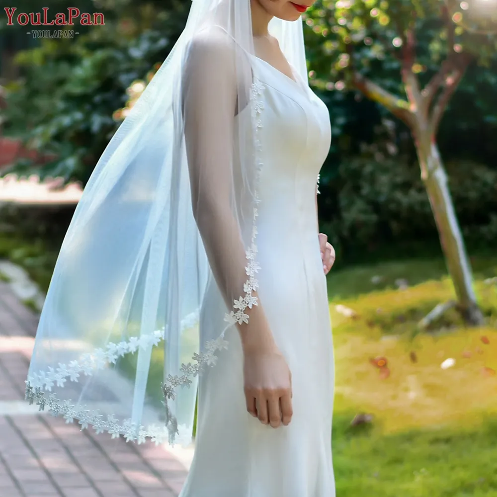 Youlapan V53 модная свадебная вуаль, вышитая кружевная вуаль, однослойная многоразовая настраиваемая свадебная вуаль