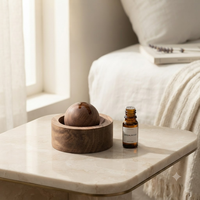 Diffuseur d'aromathérapie minimaliste en bois massif, boule et support en bois compact, ensemble de parfum d'ambiance sans flamme