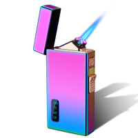 Briquet double électrique et à gaz, briquet métallique coupe-vent sans flamme, affichage de la puissance, recharge USB, briquet au plasma au butane