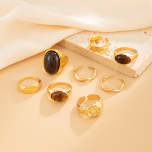 8 cái/bộ hợp thời trang không thường xuyên lớn mịn Acrylic đá quý nhẫn cho phụ nữ quyến rũ phụ nữ ngón tay vòng trên tay phụ kiện thời trang đồ trang sức - Product Image 3