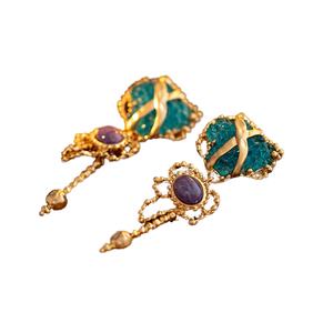 Pendientes de Moda para Mujer, con Piedras Preciosas, en Tono Dorado, Joyería Fina, Regalo para Fiestas, Navidad, Uso Diario, Elegante - Product Image 2