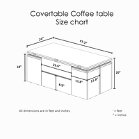 Table basse avec tiroirs de rangement et compartiment caché table centrale rétro avec plateau élévateur pour salon noir
