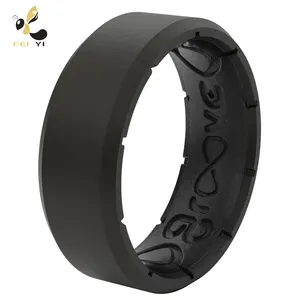 Silicone Rings Custom Comfort Fit Silicon Band Ring Unique Design Double Color Mens Silicone Wedding Ring Edge Original