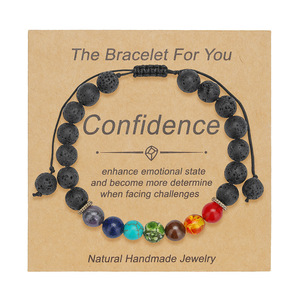 Bracelet en pierre naturelle tissé à la main, pierre volcanique, œil de tigre, perles, bijoux unisexes pour la confiance - Product Image 1