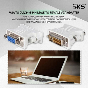 Adaptateur VGA DVI 24+5 broches mâle-femelle haute vitesse blanc certifié ROSH pour caméra, ordinateur de bureau, ordinateur portable, projecteur, imprimante iOS - Product Image 5