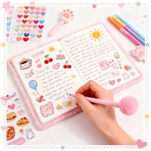 Promotional Customized Hardcover Personalized Fur Notebook Bulk High Quality Eco Friendly <b>Journal</b> for Students - Product Image 4